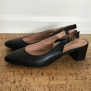 Cole Haan Black Leather Slingback Heels Size 8